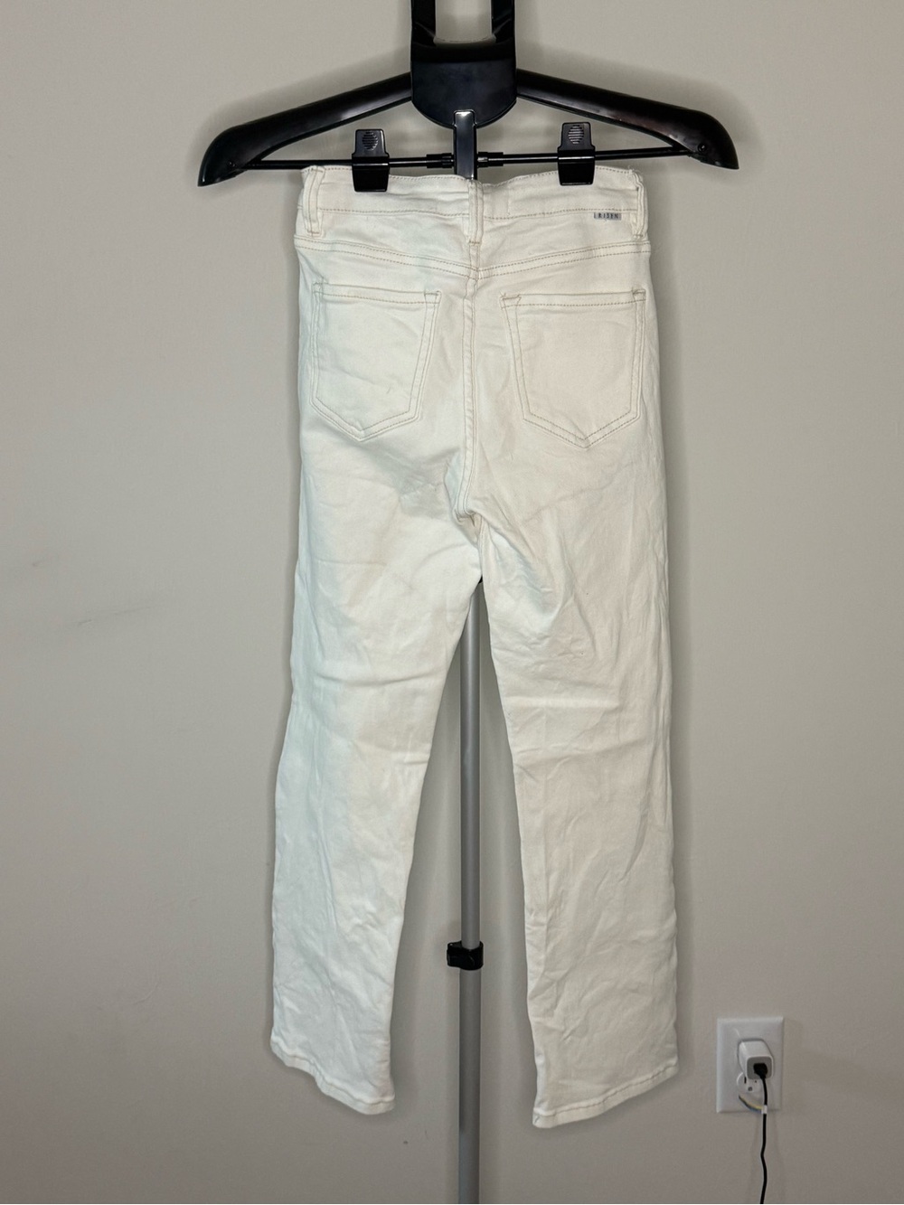 Risen White Straight Leg Jeans Size 0/24 Mid Rise Stretch Denim - Picture 3 of 8